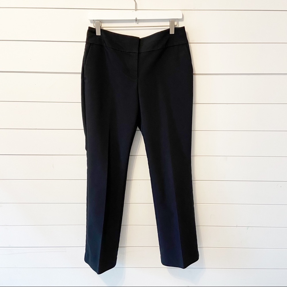 Ann Taylor | Curvy Fit Black Straight Leg Pleated Trousers Size 4